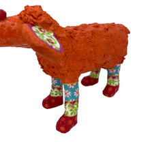 Load image into Gallery viewer, Orange Whimsical Sheep Sculpture (Small)
