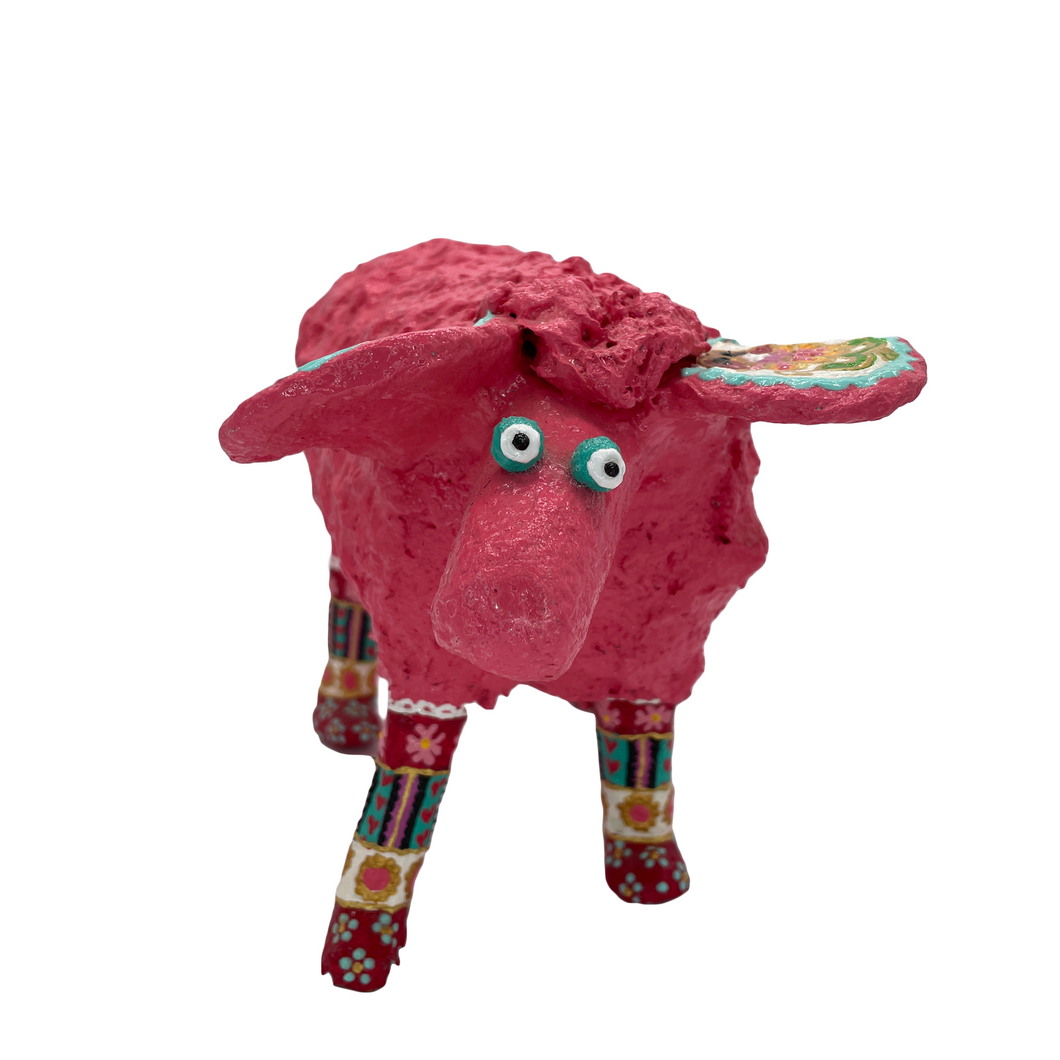 Pink Whimsical Sheep Sculpture (Large)