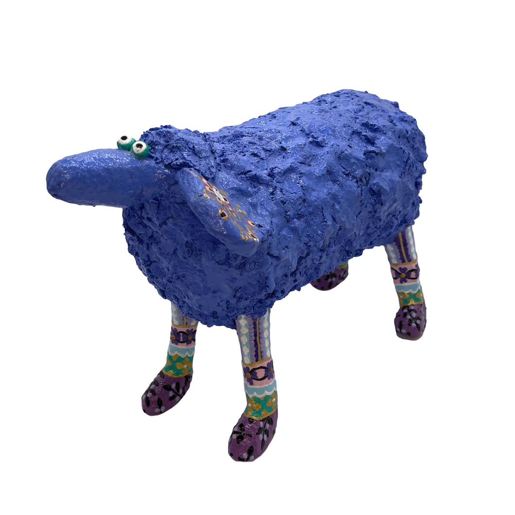 Purple Whimsical Sheep Sculpture (Large)