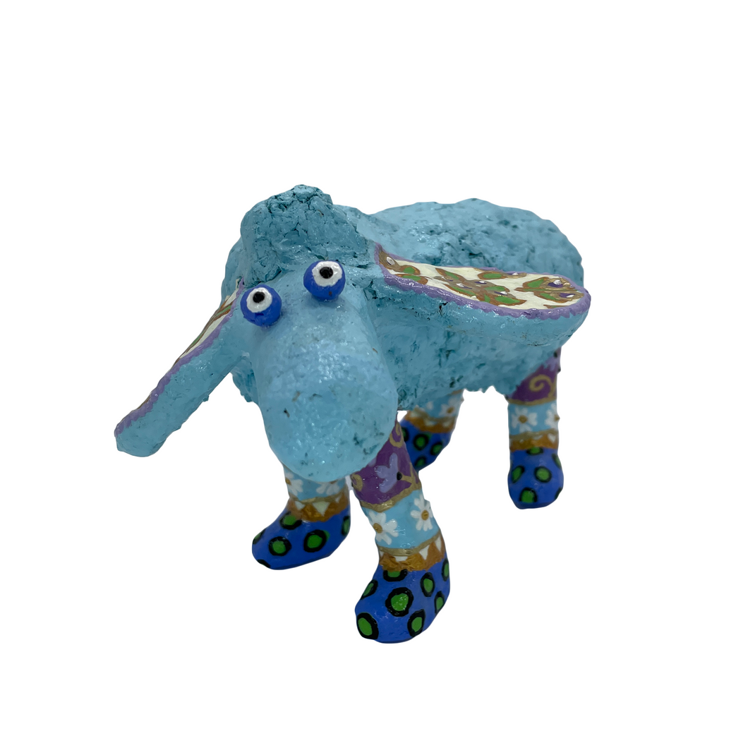 Blue Whimsical Sheep Sculpture (Small)
